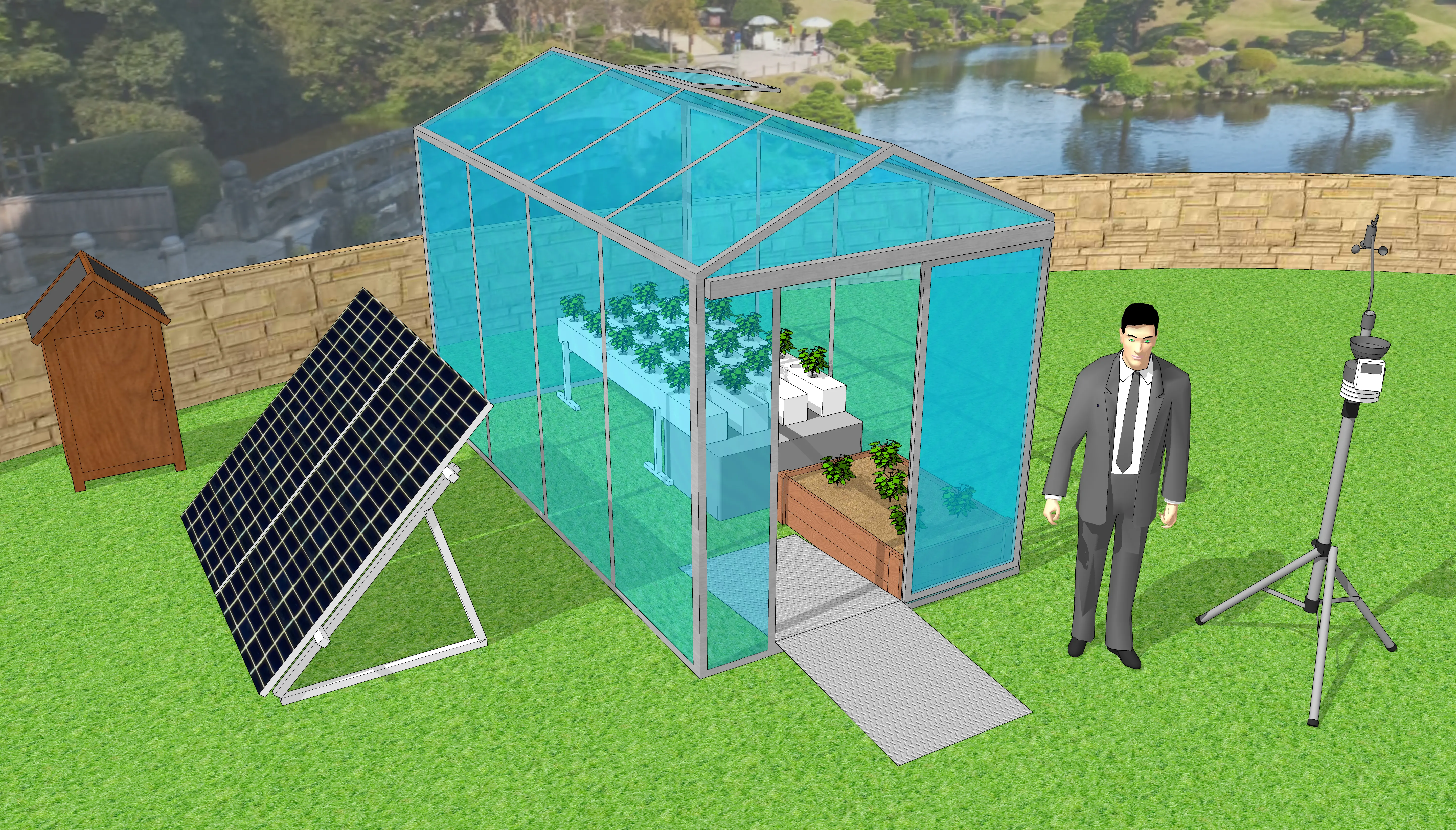 Laboratorio di coltura aeroponica e classica outdoor ad energie rinnovabili