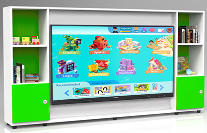 Mobile a parete per schermo interattivo infanzia